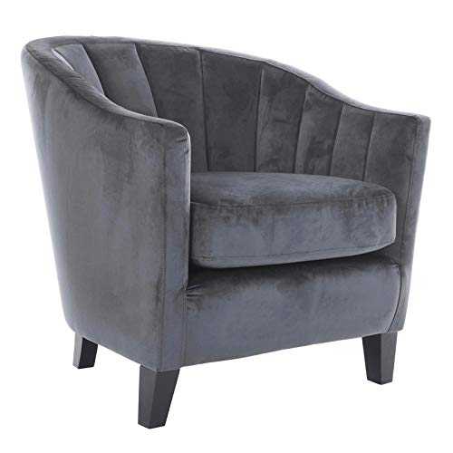 Hodge and Hodge Oyster Tub Accent Chair Luxury Velvet Cover Dark Grey