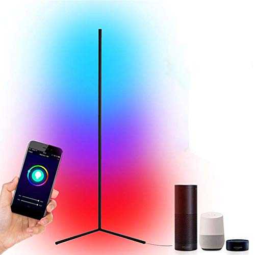 Smart Floor Lamp, Colour Changing Corner Lamp RGB Dimmable LED Floor Corner Lights Compatible with Alexa Echo Tuya IFTTT Smart Life APP Assistant, 55" Standing Tall Lamps for Living Room, Bedroom