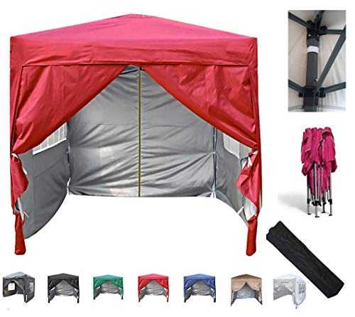 Mcc@home Premier 2x2m Waterproof Pop-up Gazebo with Silver Protective Layer Marquee Canopy (WS) (Red)