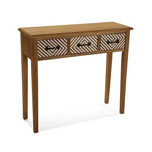 Versa Severn 21081066 Console Table with 3 Drawers, Wood, Brown, White/Black, 80 x 30 x 90.5 cm