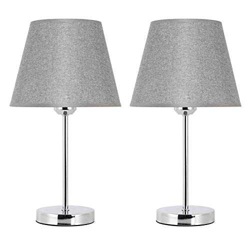 Table Lamps for Bedroom Set of 2, Modern Bedside Table Lamps, Small Nightstand Lamps Pair for Living Room, Bedroom, Grey