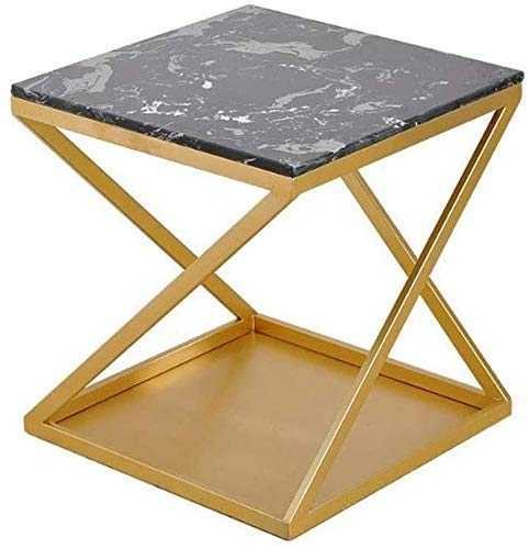 Bedside Tables Side Table End Tables 2 Tier Square Storage Small Round Tea Table Coffee Table, Mid Century Modern Coffee Table with Base for Living Room/Office decoration, Metal, Marble Cab hopeful