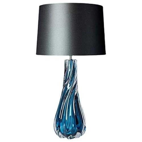 zxb-shop Living Room Bedroom Table Lamp Modern Glass Bedside Table Lamp Hand Blown Glass Lamp Body Black Drum Lampshade Simple Bedroom Study Living Room Desk Lamp Bedside Nightstand Lamp