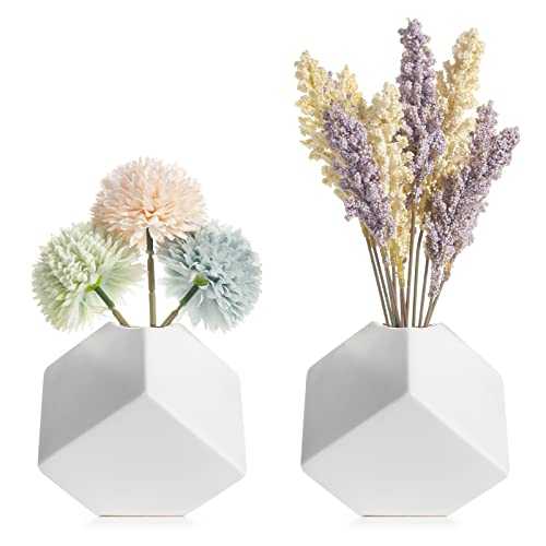 Ceramic Vase for Pampas Grass - Vases Set White Flower Vases as Modern Living Room Boho Decoration Vase White Matte