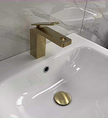 LUX London - Whirlpool - Single Lever Bathroom Sink Tap - Brushed Gold - (with Push Button Waste)