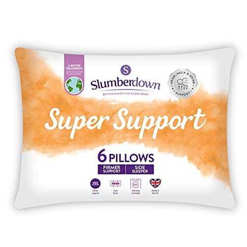 Slumberdown Super Support White Pillows 6 Pack Firm Support Designed for Back and Side Sleepers Bed Pillows