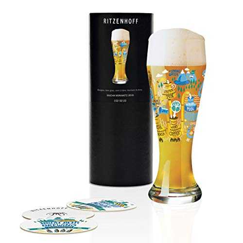 RITZENHOFF Sascha Morawetz Crystal Wheat Beer Glass 500ml with Five Beer Mats