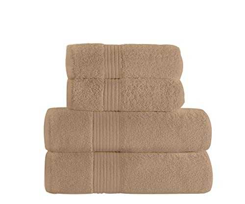 Adam Home Premium Towels Set, 2 Bath Towel ,2 Hand Towels 600 GSM 100% Combed Cotton Hotel Quality Soft Highly Absorbent & Quick Dry For Daily Use- (Beige)