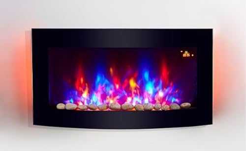 TruFlame 2021 7 colour Side LEDs Wall Mounted Arched Glass Electric Fire with Pebble Effect (88cm wide)