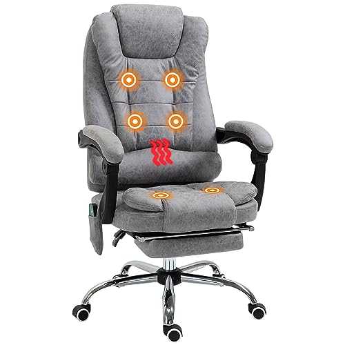 Vinsetto Heated 6 Points Vibration Massage Executive Office Chair Adjustable Swivel Ergonomic High Back Desk Chair Recliner with Footrest