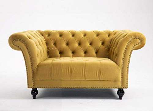 DProT Handmade Chesterfield Sofa Armchair 1.5, 2 or 3 Seater Settee Love Seat Velvet (1.5 Seat Sofa Mustard)