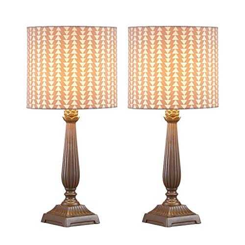 Bedside Night Stand Lamp Bedside Table Lamps Traditional Nightstand Lamps Set of 2 with Fabric Shade Bedside Desk Lamps for Bedroom Living Room Office Kids Room Girls Room Dorm 16.9 Inches Desk Lamp