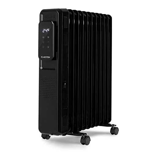 Klarstein Thermaxx Elevate Smart - Oil Radiator, Electric Heater, 2720 W Power, Up to 54 m², Temperature Range: 7-35 ° C, 24-Hour Timer for On / Off Function, Digital Display, Touch Panel - Black