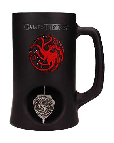 SD Toys Game of Thrones beer mug - 3D swirling Targaryen symbol, black.