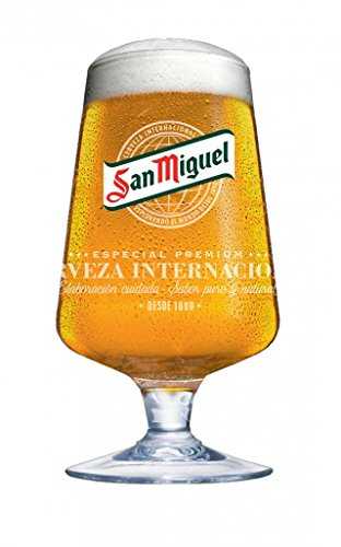 San Miguel Pint Glasses 20oz - Pack of 4 | 68cl San Miguel Glasses, Stemmed Beer Glasses, Branded Beer Glasses