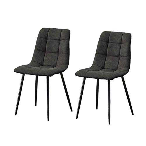 TUKAILAi 2PCS Retro Fabric Dining Chairs Set Padded Seat Set of 2 Chairs Reception Living Room Dark Grey Dining Chairs Set of 2