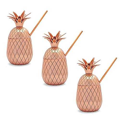 Baoniansoo Pineapple Cocktail Glass, Copper Straw Cup, Handmade Water Glass Unique Christmas/Anniversary/Birthday Gift Ideas