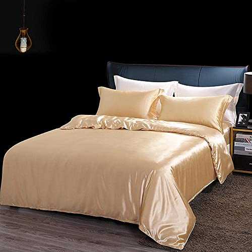 Duvet Cover Pillowcases Luxury Quality Soft Comfortable Double Solid Color Satin Bedding Set Home Textile Fitted Sheets Duvet Cover Bed Linen Sets For Bedroom Hotel Red camel 1.5m Bed 200X23 (Camel si