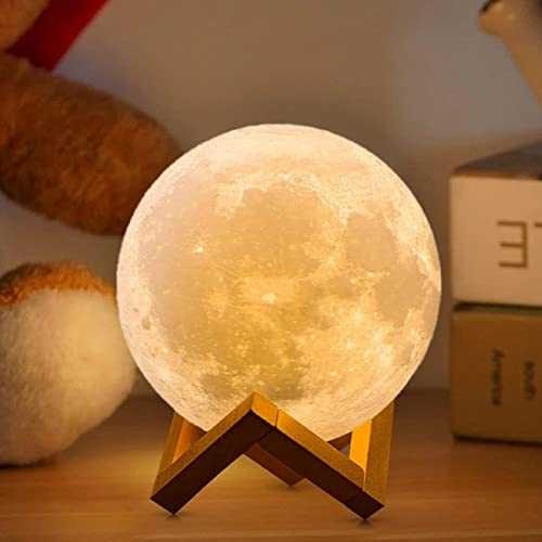 ACED Moon Lamp 2023 Upgrade with Timing 3D Printing Moon Night Light 16 Colours with Wooden Stand Remote & Touch Control and USB Rechargeable Valentines Gift for Her Him Kids Women Men Birthday