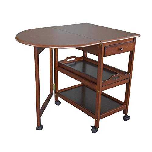 Jcnfa-side table Square/Semi-circular Folding Table, Multifunctional Telescopic Table, Mobile Dining Table, 2 Sizes (Color : Brown, Size : Arc Folding Table)