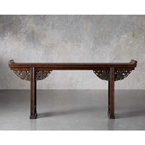 Hand Carved Indian Antique Ming Altar Console Table Brown 78 Inches Console Modern Design Industrial Kitchen Home Office Rustic Home Decor Furniture by A.S Industries.