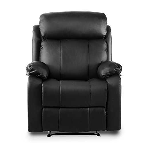 WGYDREAM Recliner Armchair Black Leather Padded Riser Recliner Ergonomic Comfort Manual Reclining ChairLounge Home Reclining Chair