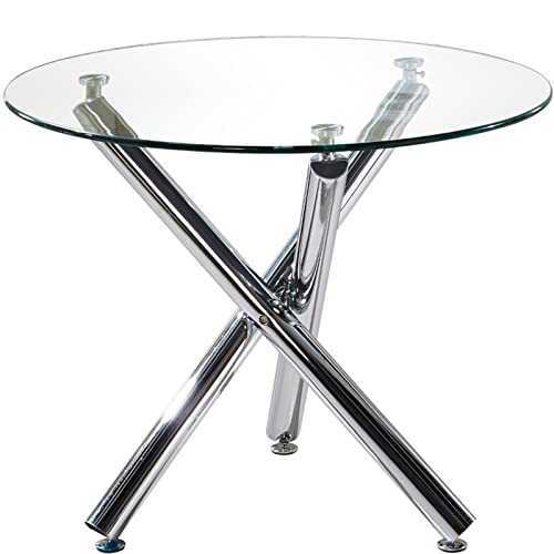 Wonzonesz Office Desks Tempered Glass Small Family Simple Dining Table Leisure Reception Hall Round Table Round Negotiation Table Reception Table