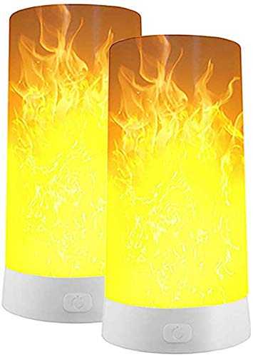 Shinoske Flame Effect Light, Set of 2 LED Flame lamp Table Lamps USB Rechargeable Dancing Flame Lights Portable Desk with 4 Modes LED Flaming Fire Effect Lamp for Living Room, Bedroom