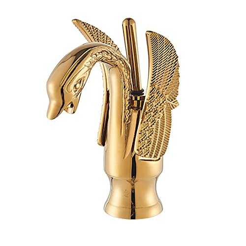 Onyzpily Gold Basin Taps Bathroom Sink Mixer tap Little Bird Brass Commercial Single Lever 1-Hole Deck Mounted