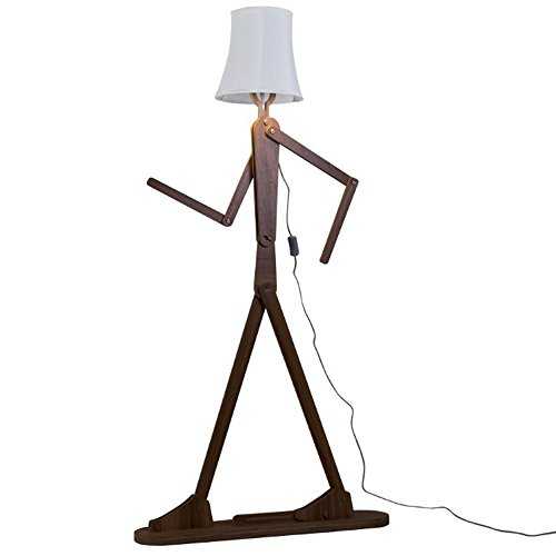 QIANGUANG Floor Lamp Standing Light Modern Nordic Style Creative Home Wooden Original 1.6m Decoration Standing Light Variety Character Adjustable Shapes for Living Room and Bedroom (Dark Brown)