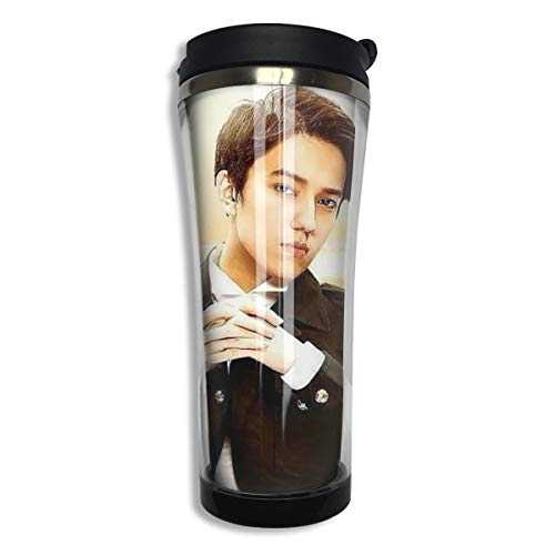 Coffee Travel Dimash Kudaibergen Mug 420 ml - Double-Walled Vacuum Insulated Stainless Steel | Reusable to Go Tumbler + Tea Drinking Cup | One-Handed On The Go Flask | Hot Cold
