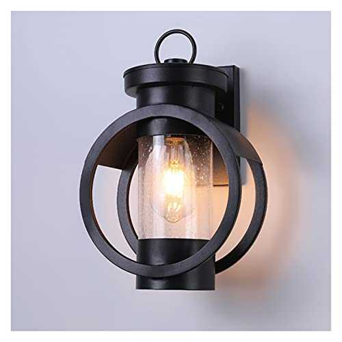 Wall lamp American retro Wall Lamp outdoor gate garden balcony aisle waterproof led Wall Light Iron Art vintage porch Stairway lighting Wall lamp ( Emitting Color : Black , Wattage : No E27 bulb )