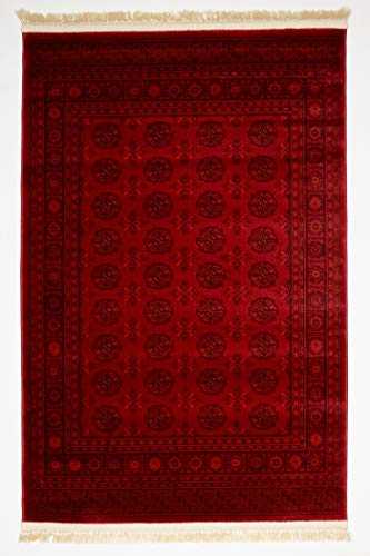 Traditional Extra Large Tribal Akiko RED Afghan Design Pattern Hooked Area Rug Tribal Nomadic Afghani Style Rugs 200 x 290 cm (6ft7 x 9ft6)
