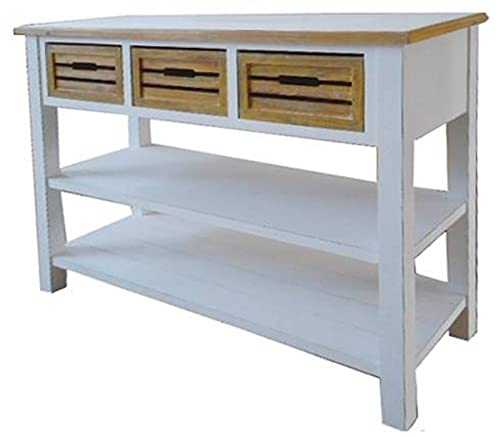 Casa Padrino country style console table with 3 drawers antique white/natural colors 115 x 41 x H. 87 cm - Handmade Console in Country Style
