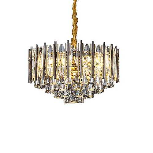 RUDCV Crystal Chandelier Ceiling Lights,Luxury Modern Clear Raindrop During Light Fixtures,E14 Adjustable Hanging Lamp For Living Room Dining Room Bedroom-Golden 55 * 45cm
