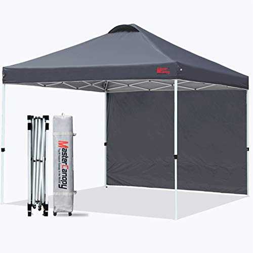 MasterCanopy Pop Up Gazebo Tent Instant Shelter Beach Canopy with 1 Sidewall(2x2M,Black)