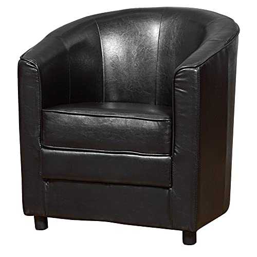 Sofa Collection Girona Faux Leather Tub Chair/Armchair Seating in 3 colours (Black), 69x69x77 cm