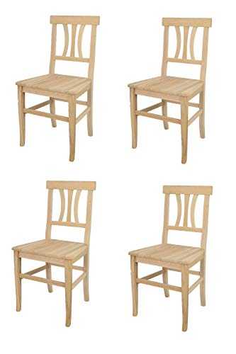 t m c s Tommychairs - Set of 4 chairs ARTEMISIA suitable for kitchen and dining room, strong structure in polished beechwood not treated 100% natural and wooden seat