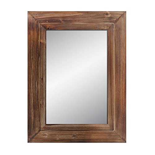 Barnyard Designs 61cm x 81.5cm Decorative Torched Wood Frame Wall Mirror, Large Rustic Farmhouse Mirror Decor, Vertical or Horizontal Hanging, For Bathroom Vanity, Living Room or Bedroom, Brown