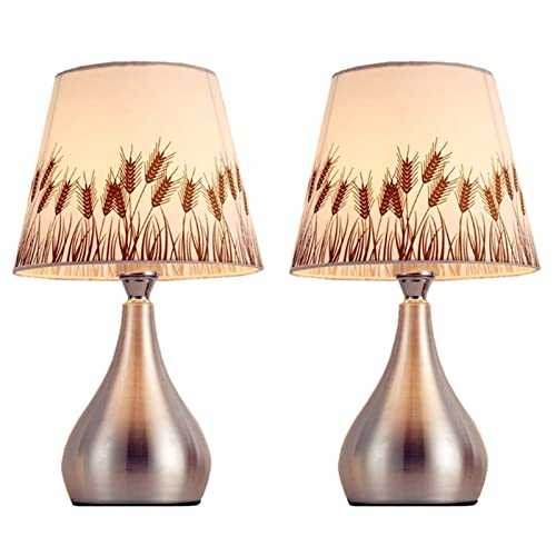 Table lamps Table Lamp Set, Table Lamps with Fabric Shade, Bedroom Living Room Home Office Desk Nightstand Table Lamp (Set of 2) Crystal bedside lamp