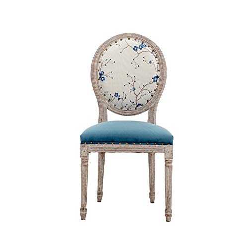 CJSWT Farmhouse Fabric Dining Room Chairs, French Chairs with Round Back, Wood Legs, Oval Side Chairs for Dining Room/Living Room/Kitchen/Restaurant,A