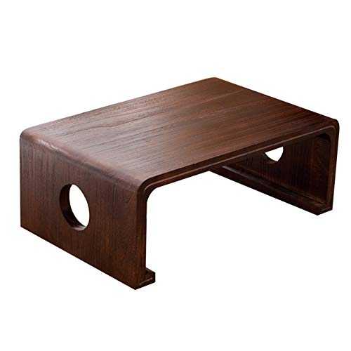 GYQWJPC Coffee table Rustic Square Zen Coffee Table Bed Tray Table, Laptop Desk for Bed, Bed Tray, Durable Wood Floor Table End Table,23.6"×15.7"×11.8" End table (Color : Dark brown, Size : 27.6")