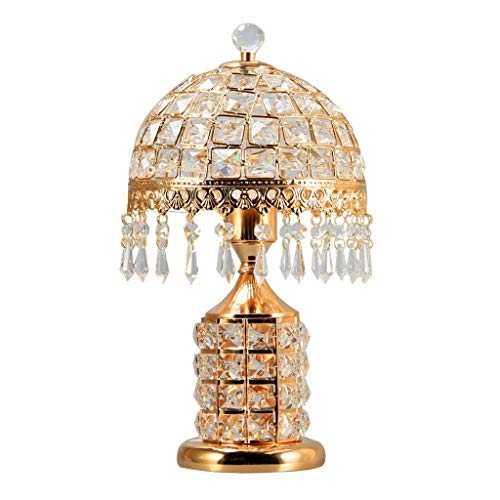 Bedside Night Stand Lamp Crystal Table Lamp Double Button Switch with Dyed Antique Brass Finish Modern and Concise Style Desk Lamp for Bedroom Living Room Office Desk Lamp