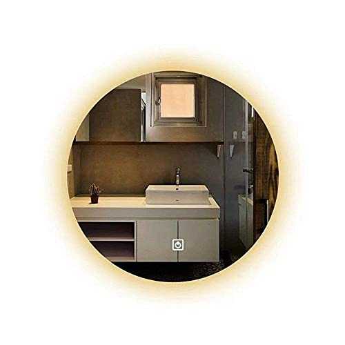 ZCYY Bathroom mirror Smart Mirror LED Illuminated Round Wall Wall Lamp Mirror Bathroom Vanity Mirror 50 * 50/60 * 60/70 * 70/80 * 80cm Single Touch Double Color Light Explosion-proof Mirror