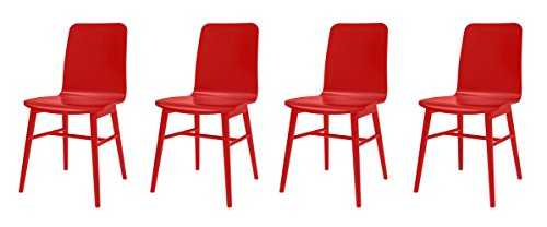 TENZO Set of 4 Designer Chairs, birch, Red