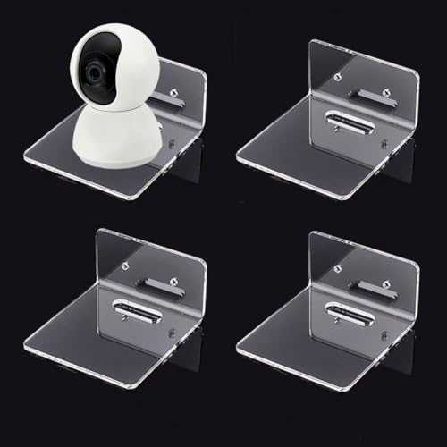 PH PandaHall 4pcs Wall Shelves, Acrylic Floating Shelves Small Clear Shelf Display Ledges Adhesive Hanging Shelves for Smart Speaker Action Figures with Cable Clips, Adhesive & Drilling Installation