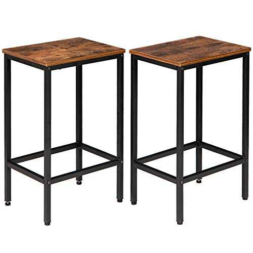 IBUYKE Bar Stool Set of 2, Industrial Bar Chairs, Kitchen Counter Breakfast Bar Stools with Footrest, for Living Room, Party Room, 40 x 30 x 65 cm, Rustic Brown TMJ051H