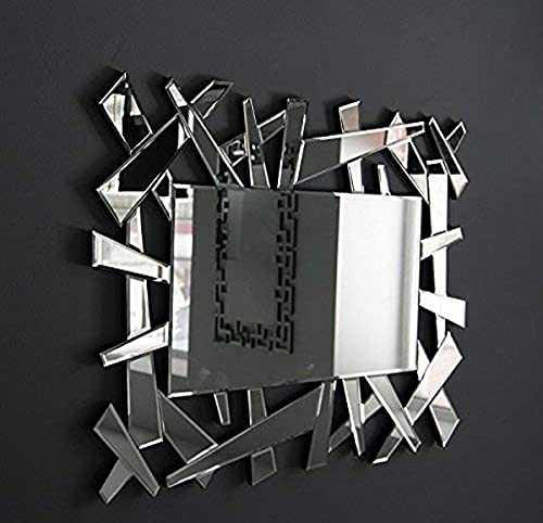 MirrorOutlet Large Modern Modern Hexagonal Venetian Mirror 2Ft7 X 3Ft10 (81cm X 122cm), Silver