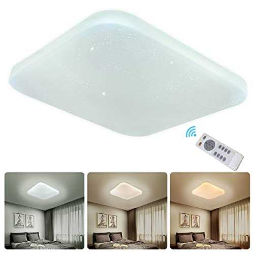 LUSUNT Dimmable Ceiling Light LED Bathroom Bedroom Light Ceiling for Living Room Kitchen Hallway Light Fittings for Ceiling Modern Square Waterproof Ceiling Lamp Adjustable 3000~6000K 2050lm 26W
