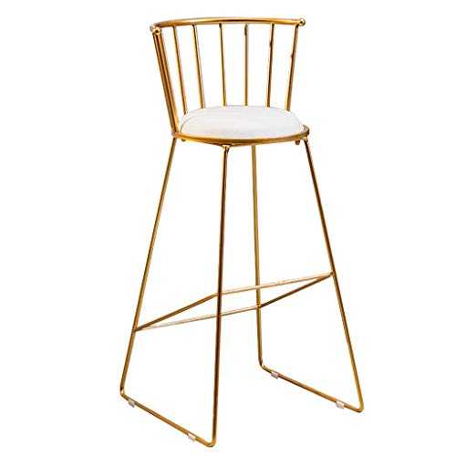 Bar Stool Metal Height Footrest Bar High Stools Foot Chair Footstools with Backrest Dining Room for Bar Pub Counter or Kitchen | White and Black Faux Leather Seat Metal Gold Legs for Pub Bar